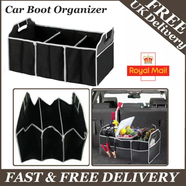 2 Pack Heavy Duty Collapsible Car Boot Foldable Organiser Tidy 2-In-1 Storage Uk