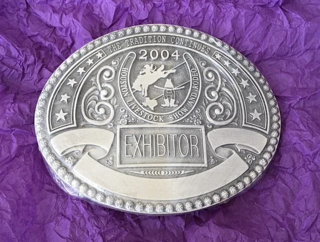 Vintage NOS NIB 2004 Houston Livestock Rodeo Exhibitor Trophy Belt Buckle
