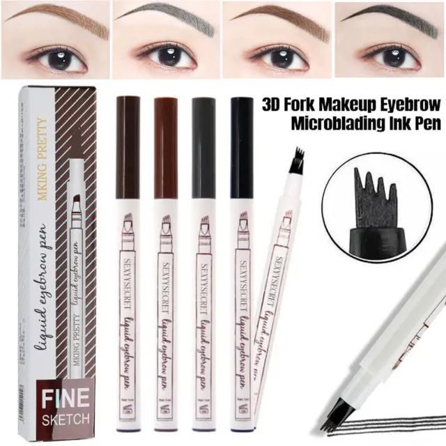 3D Eyebrow Tattoo Pen 4 Fork Tip Microblading Ink Sketch Waterproof Brow Pencil