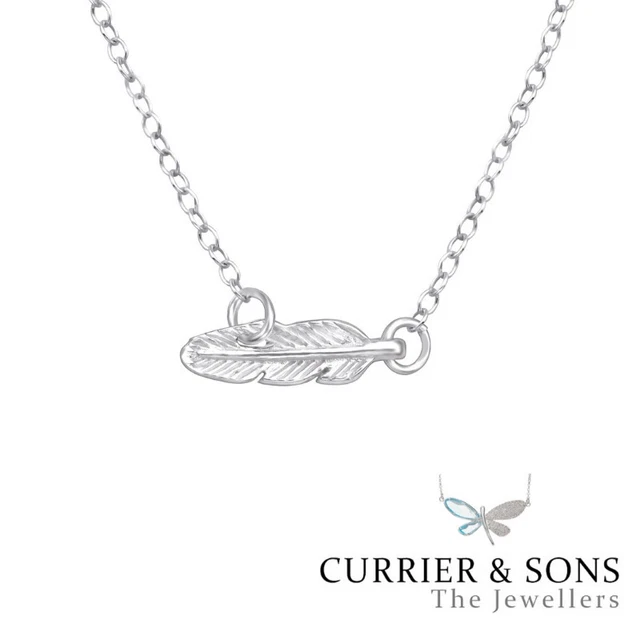 925 Sterling Silver Feather Pendant Necklace Design 5 (45cm / 18 inch)