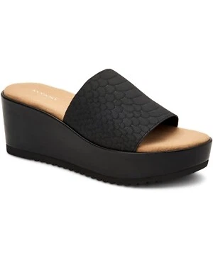 Alfani Women's Step 'N Flex Jazziee Platform Sandals, black elastic, Size 10.0