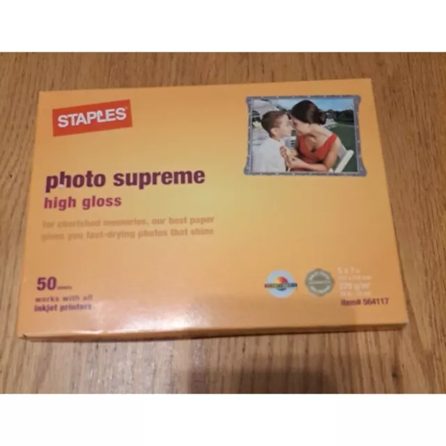 New Staples Photo Supreme High Gloss Photo Paper 5x7 19892 SEALED