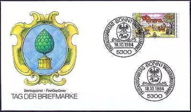 BRD 1984: Tag der Briefmarke! FDC der Nr. 1229 mit Bonner Sonderstempeln! 1601