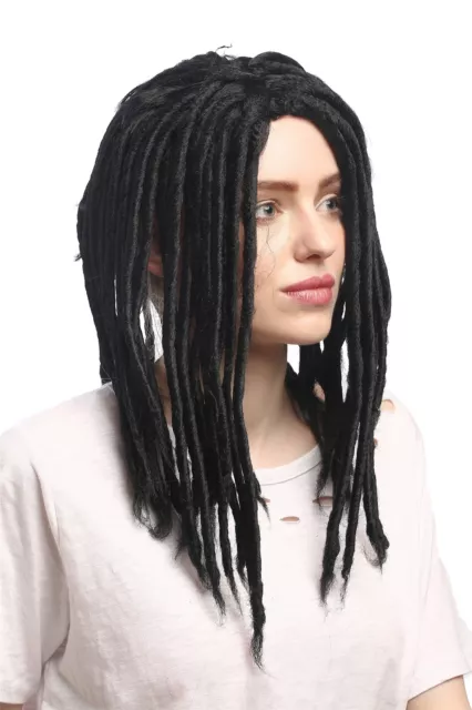 Perücke Damen Herren Karneval Dreadlocks Rasta Reggae Rastafari Dreads Schwarz