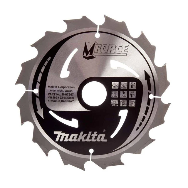 Makita B-07967 MForce Circular Saw Blade 190mm x 30mm 12T