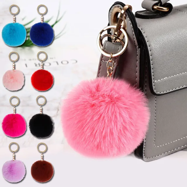 Fluffy Fur Pom Pom Keychain Faux Fur Ball Keyring Key Chain Women Bag Pendant
