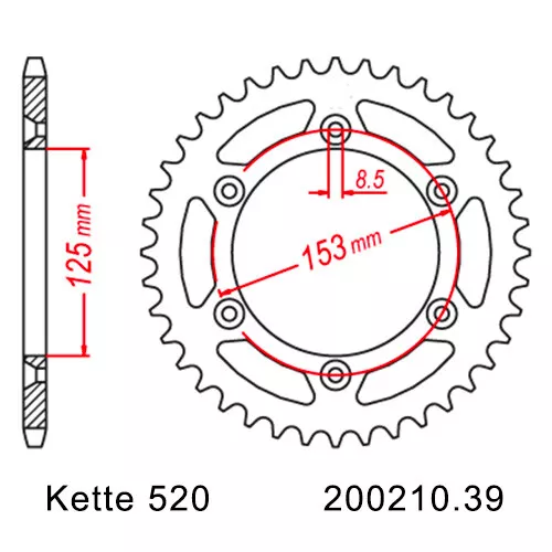 Kettensatz Honda CRF 230 L 08-09 Kette DID 520 VX2 100 offen GOLD 13/39 3