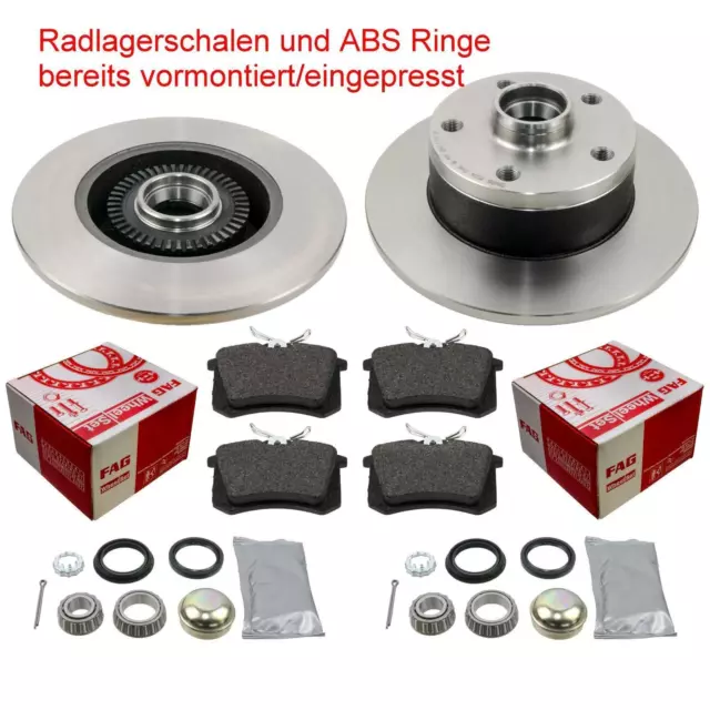 Bremsen hinten für AUDI A4 8D B5 Bremsscheiben Beläge vormontiert ABS Radlager