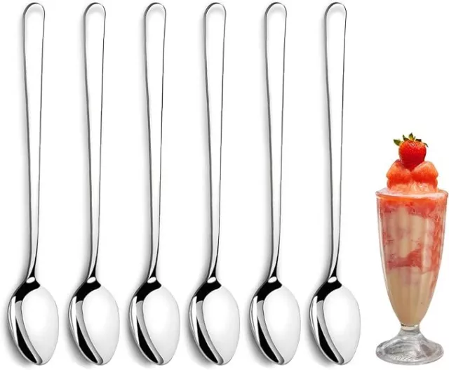 12X Long Handle Teaspoons Tea Spoon Stainless Steel Coffee Latte Ice-cream spoon