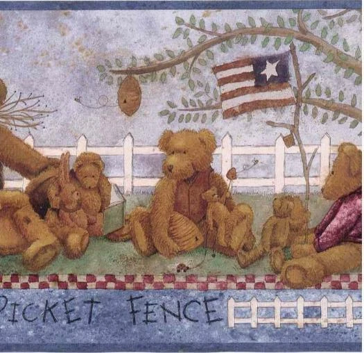 Valla de piquete osos de peluche bandera de 15 yardas de papel tapiz prepegado de York SU6626B
