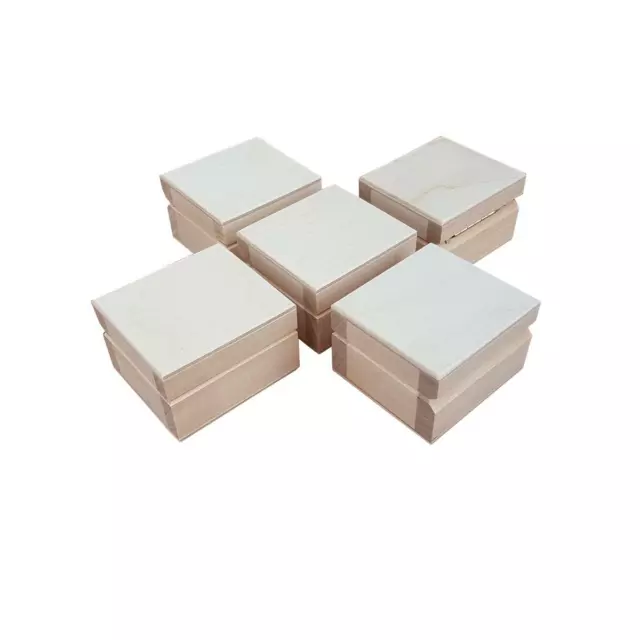 Set 5 SMALL WOODEN BOXES  6 x 5 x 3,8 cm FOR  DECOUPAGE