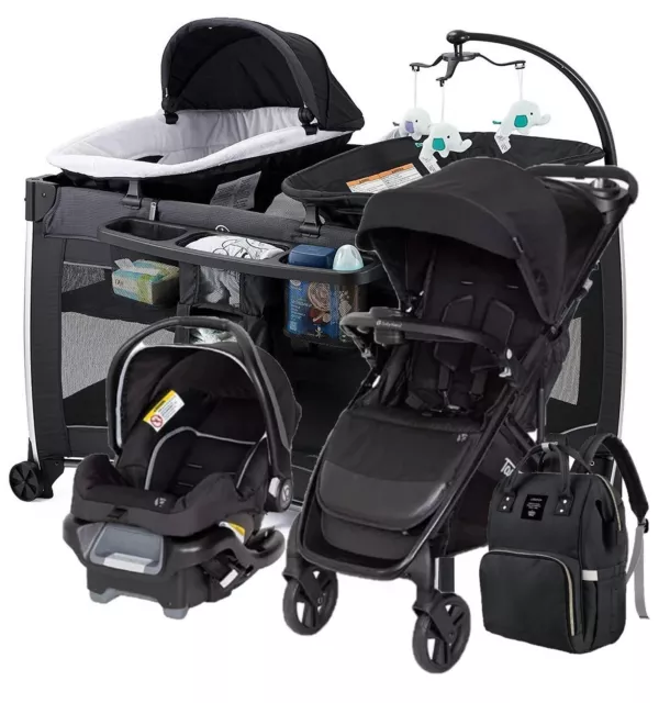 Newborn Baby Combo Travel System Set Stroller With Car Seat Playard Diaper Bag