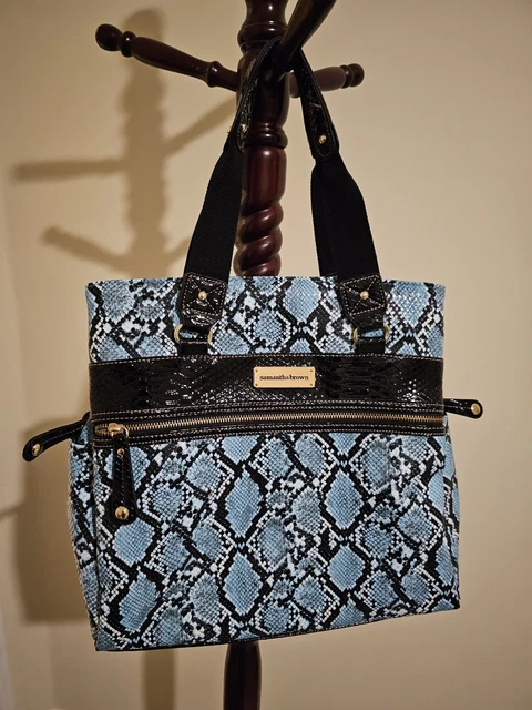 Samantha Brown Python Embossed Metro Tote Bag-Turquoise (Used)