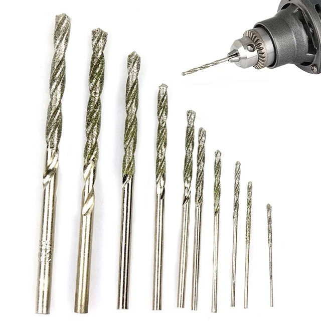 10pcs 0.8-4mm Mini Diamant Enduit Perceuse Bits Aiguille Triolet for Verre Tile
