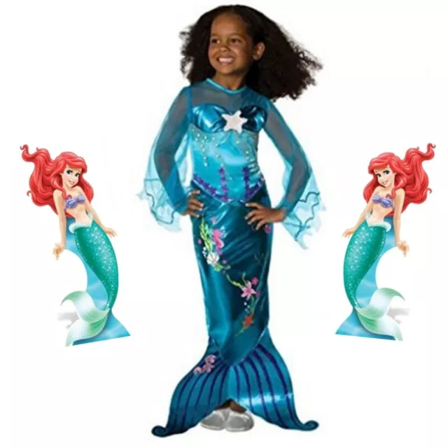 Girls Little Mermaid Costume Child Ariel Fairytale Fancy Dress Kids Party Outfit