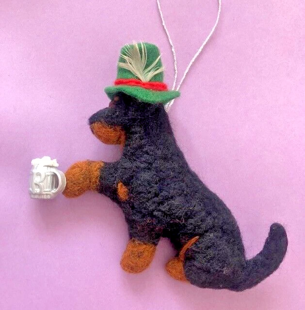 Rottweiler - Oktoberfest - Beer Tankard  - Part Needle Felted Dog