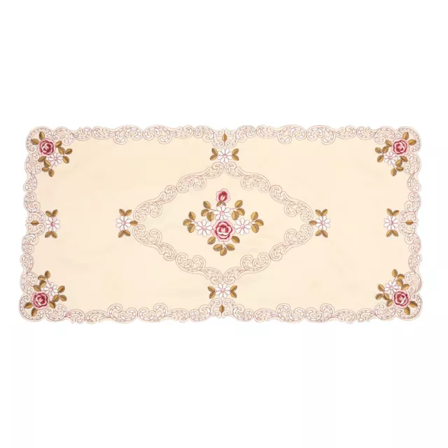 Mantel de lino decoración de mesa de comedor a cuadros bordado