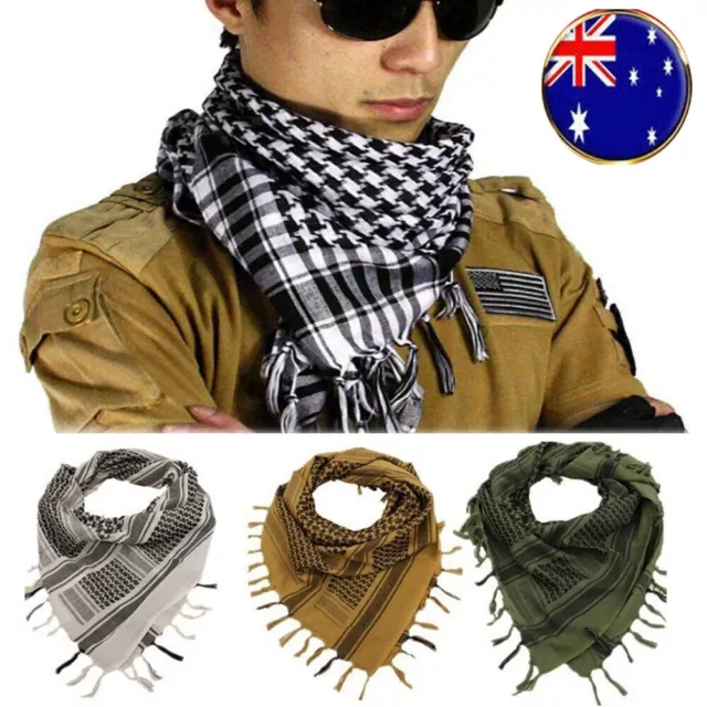 2X Keffiyeh Shemagh Scarf Arab Tactical Desert Military Army Cotton Wrap Scarves