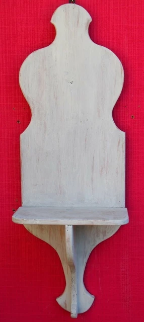 Très Ancienne étagère sapin  blanchi  forme chantournée pour statue