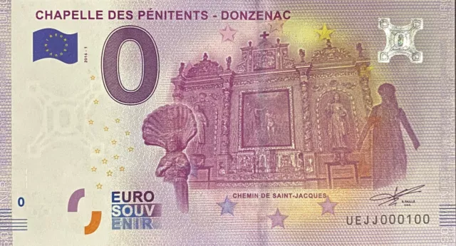 Billet 0  Euro Chapelle Des Penitents Donzenac France 2016 Numero 100