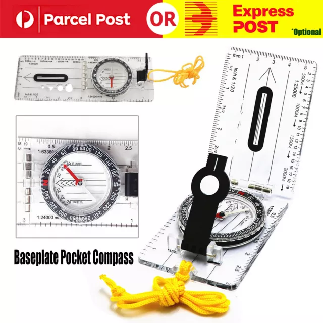 Baseplate Pocket Compass Military Orienteering Hiking Camping Maps Lensatic Army