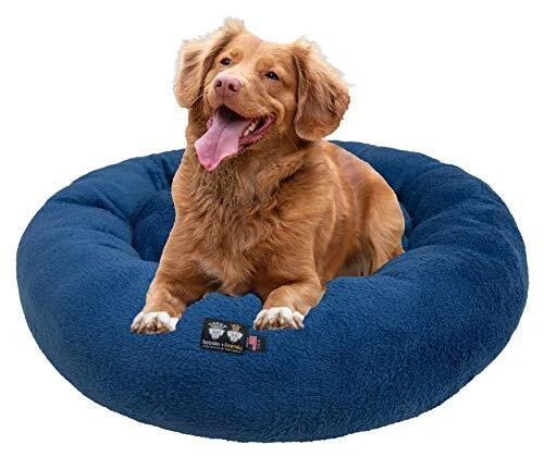 Bessie and Barnie Snuggle Dog Bed - Extra Plush Fabric Dog Bean Bag Bed - Rev...