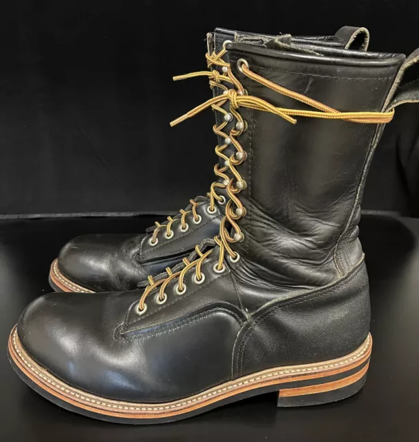 RED WING 919 Lineman steel toe Black Leather Boots 10.5 D Men Resoled ...
