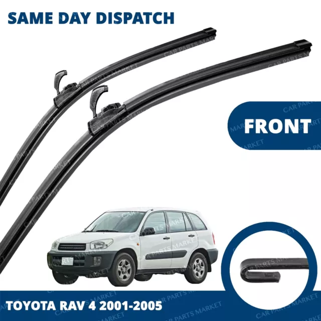 Front Windscreen 24" 19" Flat Aero Wiper Blades Pair for Toyota RAV 4 01-05