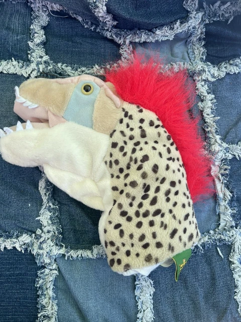 WILD REPUBLIC DINOSAUR Plush Soft Utahraptor Raptor Hand Puppet Red