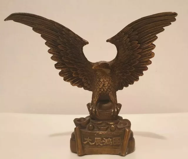 Collectable China Old Bronze Hand Carved Fierce Eagle Delicate Signed Statue