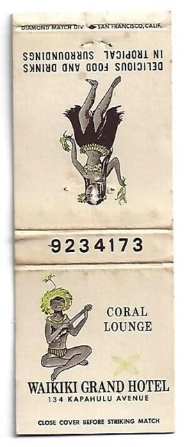 Tropical Girlie Matchbook Waikiki Grand Hotel Honolulu, HI