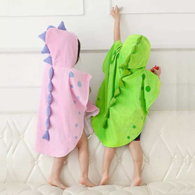 Infant Baby Boys Girls Kids Bathrobe Cartoon Dinosaur Hooded Bath Towel Pajamas