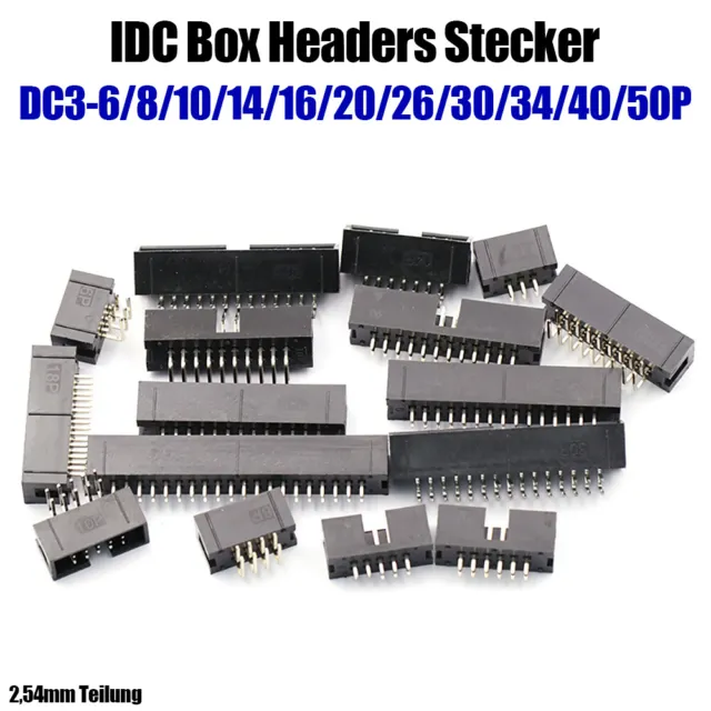 2,54mm DC3-6/8/10/14/16/20/26/30/40/50 Pin PCB Box Stiftleiste IDC JTAG Buchse