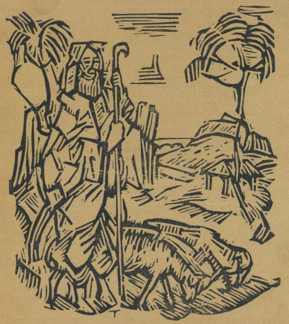 Georg Tappert - The Shepherd - Woodcut 1917