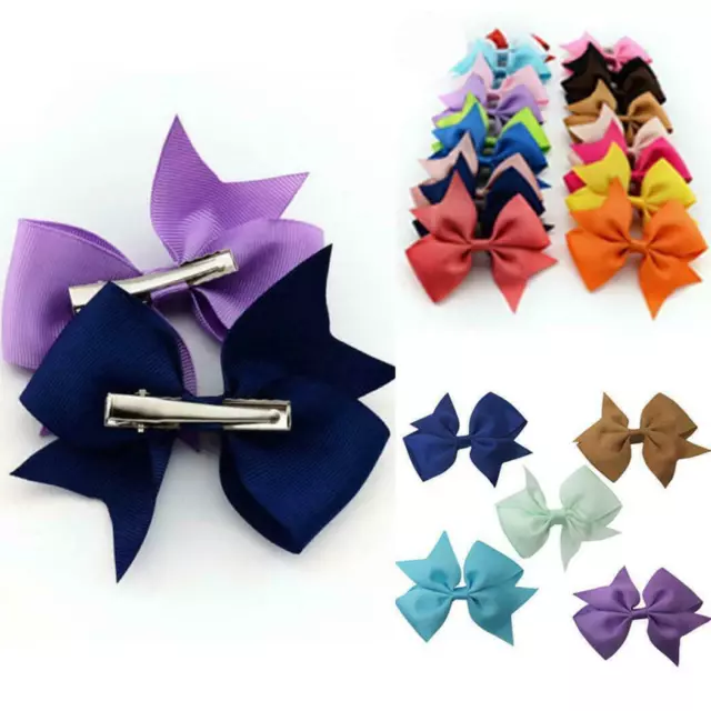 20Piece Boutique Grosgrain Ribbon Pinwheel Hair Bows Alligator Clips Kids Gift-
