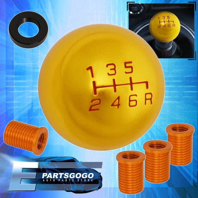For Ford M10X1.5 6-Speed Round Shift Knob Lever Threaded Adapter Kit Engine Gold