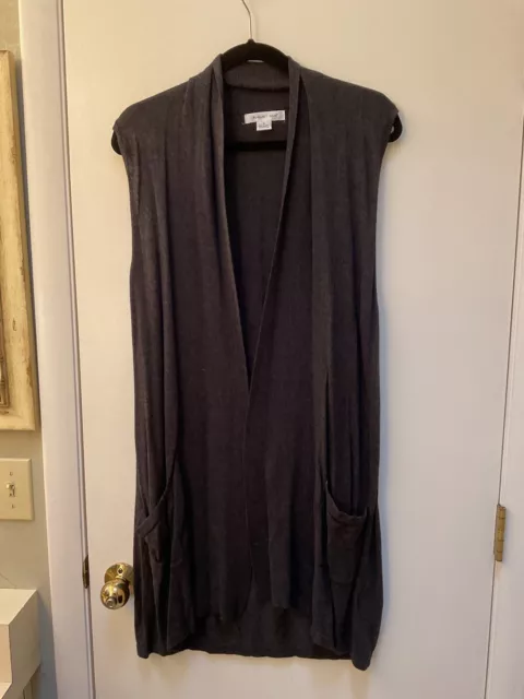 August Silk Grey Long Sleeveless Duster Size M