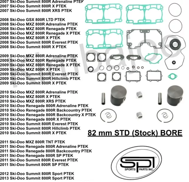 Ski Doo 800R PTEK Renegade X MXZ X Summit X Listed 82 mm Piston Kits Rebuild