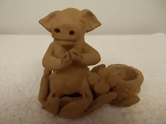 Pottery Clay Pig Figurine Candle Holder Made in Honduras Cute