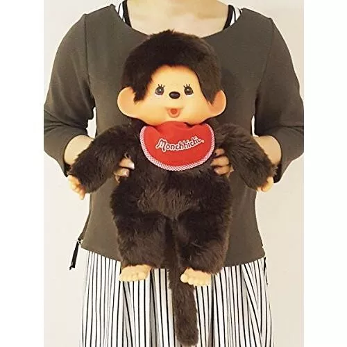 Sekiguchi Monchhichi Premium Standard Plush Doll L Size Brown Boy Authentic