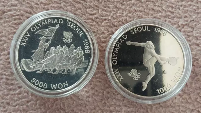 silbermünzen olympiade 1988 seoul - 1000+5000 won