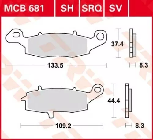 Bremsbelag für Suzuki SFV 650 Gladius WVCX1111 Bj. 2014 TRW Lucas MCB681