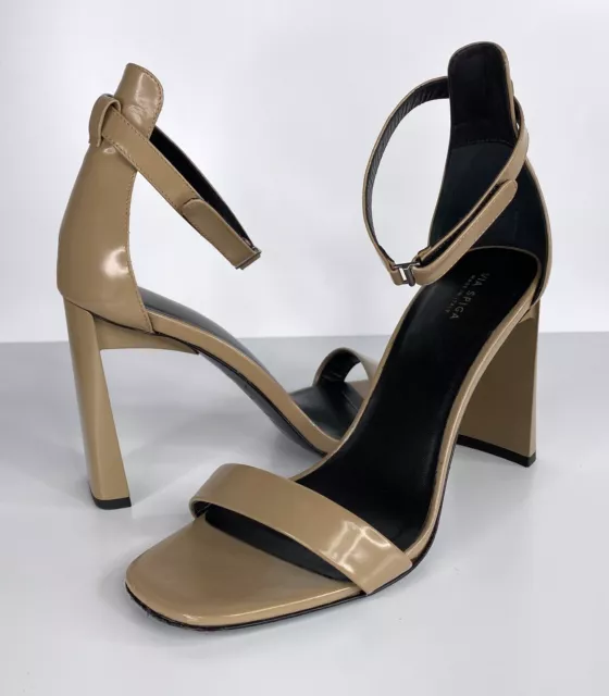 Via Spiga Faxon Ankle Strap Nude Sandal N4663 Size 8M Block Heel