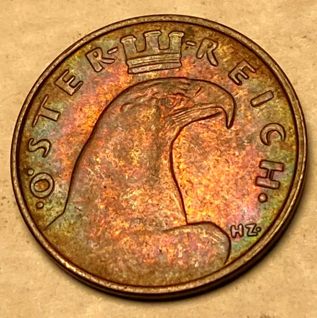 1925 Austria Groschen Gem Unc. Superb Rainbow Tone KM-2836 CHN