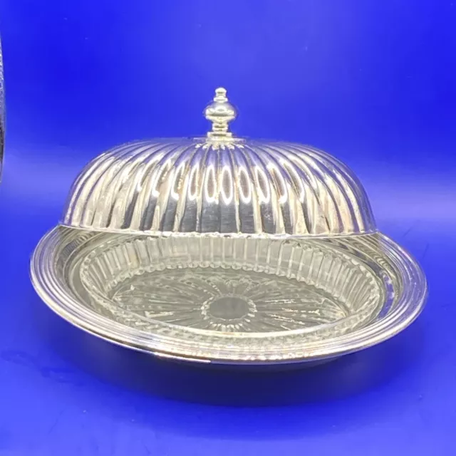 Vintage RODD Silver Plated Butter Dish with Domed Cover and Glass Plate Insert