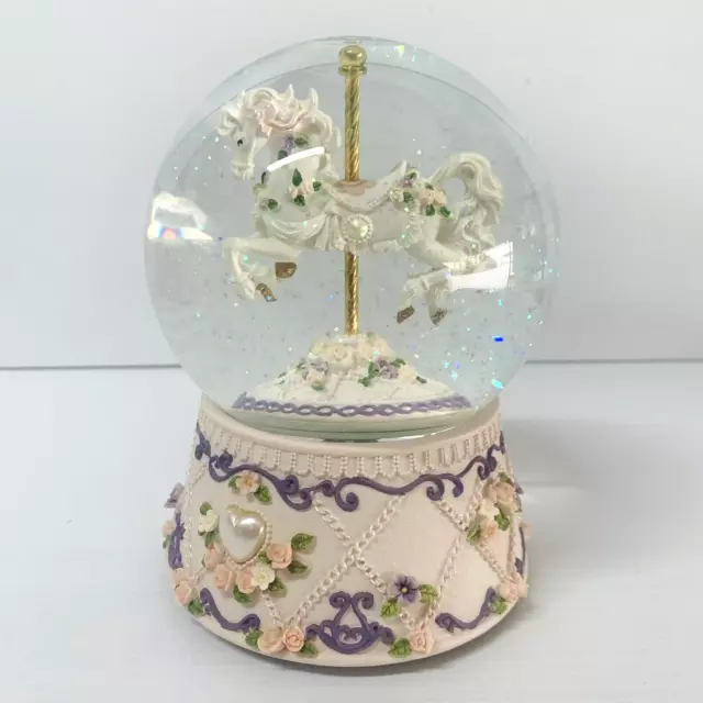 Musical Carousel Horse Snow Dome Globe Ball Windup Music Box 16cm