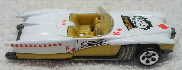 1996 HOT WHEELS-1/64 Diecast White King of Diamonds Convertible-Malaysia-LN-