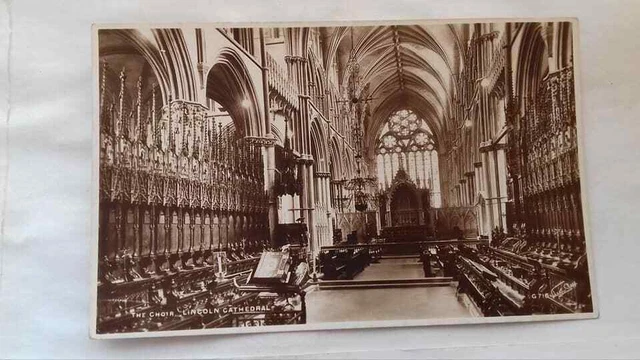 Vintage Postkarte, echtes Foto, Chor, Lincoln Cathedral, 1940er, unverpostet
