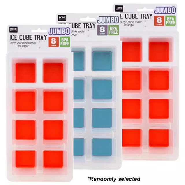 3Pcs Non-Toxic Durable Large Silicone Ice Cube 8 Tray Mold Square DIY Jumbo Size