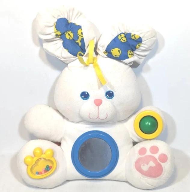 Vintage 1989 Fisher Price Discovery Bunny Rabbit Plush Toy 80’s Stuffed Activity